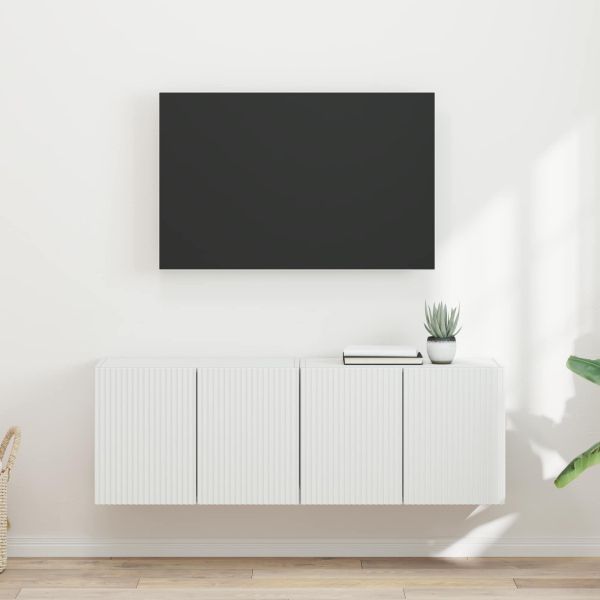 TV стенен шкаф 2 бр. Бяло Инженерна дървесина
