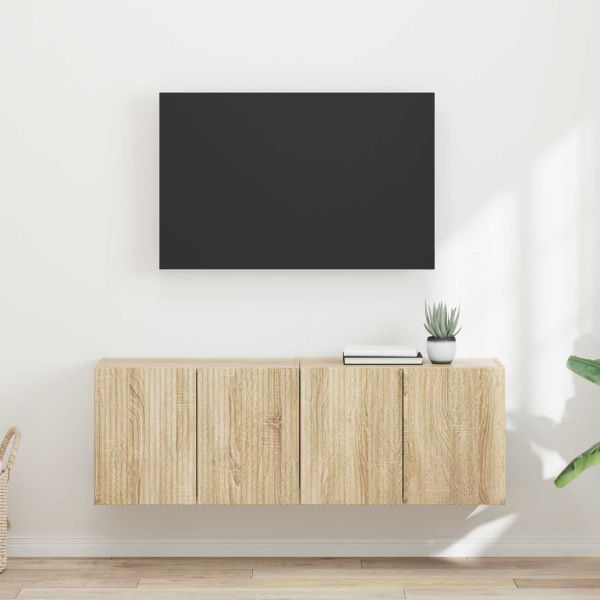 TV стенен шкаф 2 бр. Сонома дъб Инженерна дървесина