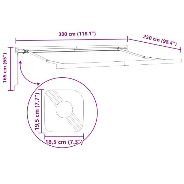 Прибираща се тента Зелен и жълт 300 x 250 cm Платно и алуминий
