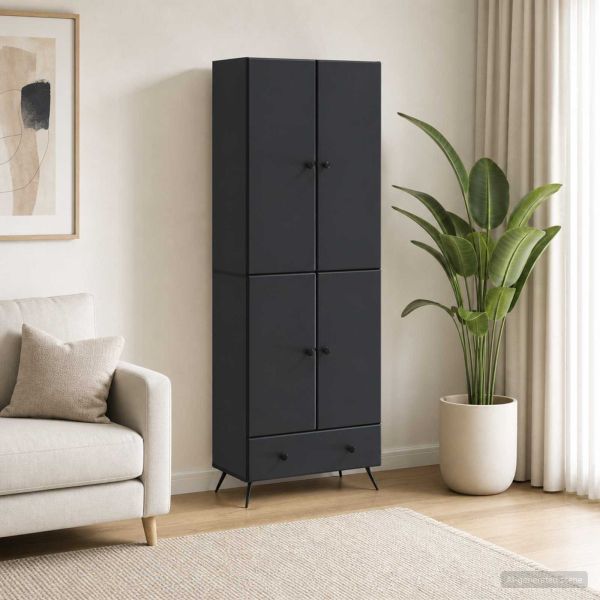 Комплект шкафове 2 pcs Черно Инженерна дървесина