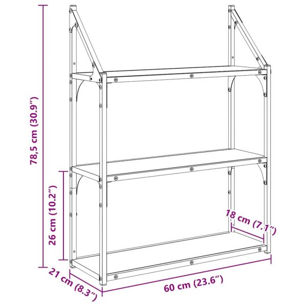 Стенен рафт Монтиране на стена Дъб 60 x 21 x 78,5 cm