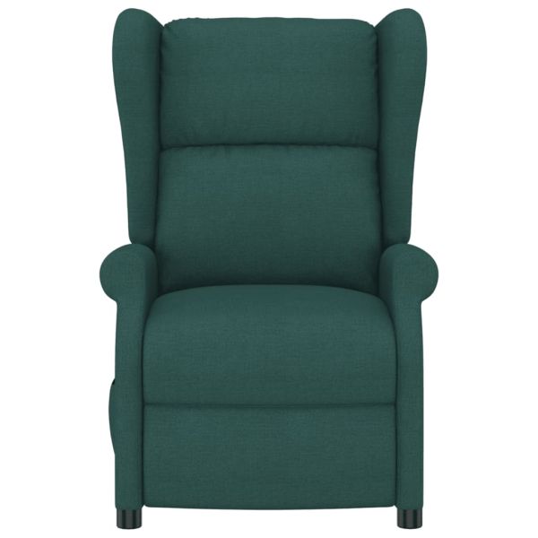 Wingback електрически реклайнер стол, тъмнозелена, текстил
