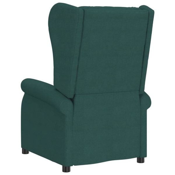 Wingback електрически реклайнер стол, тъмнозелена, текстил