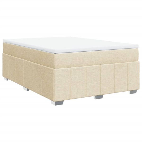 Боксспринг легло с матрак, кремава, 160x200 см, плат
