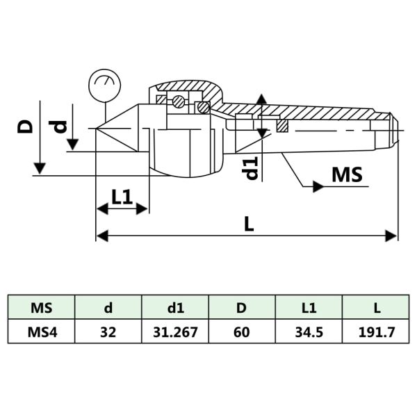 Лек Въртящ център за струг DM314 MT4/MK4
