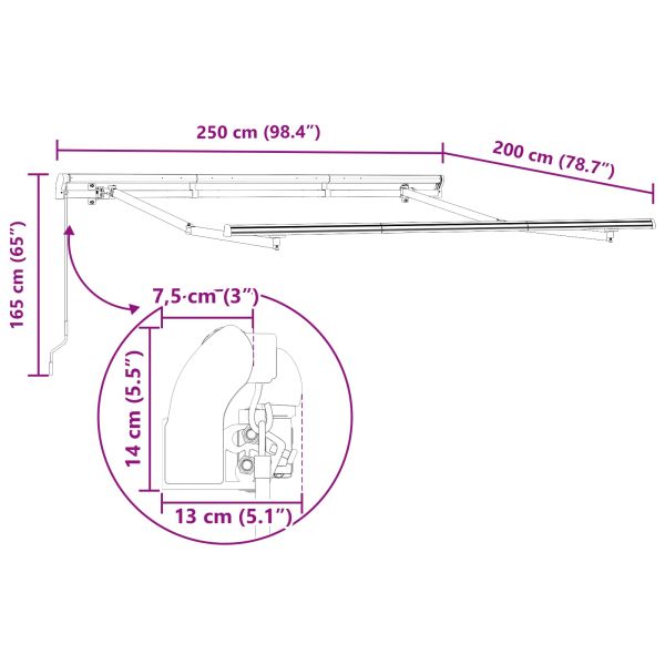 Прибираща се тента Червено 250 x 200 cm текстил