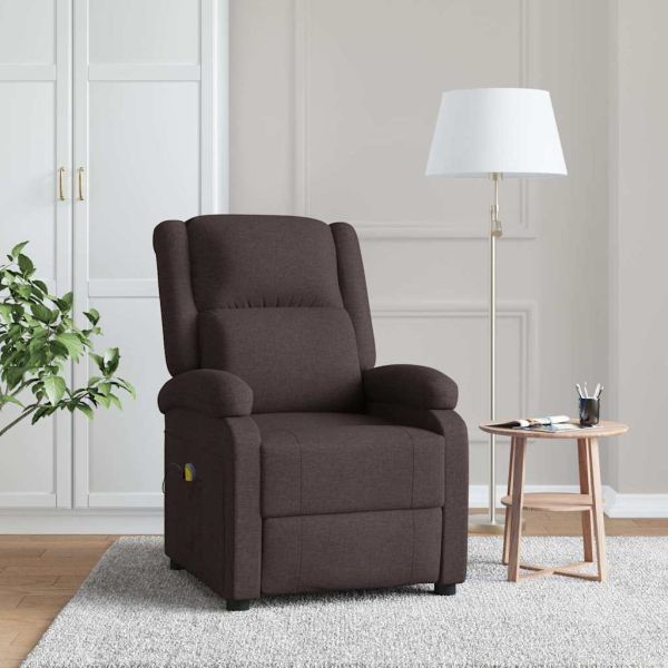 Wingback масажен стол, тъмнокафяв, текстил