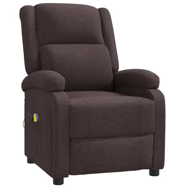 Wingback масажен стол, тъмнокафяв, текстил