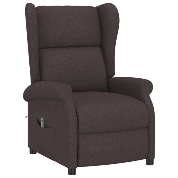 Wingback електрически реклайнер стол, тъмнокафяв, текстил