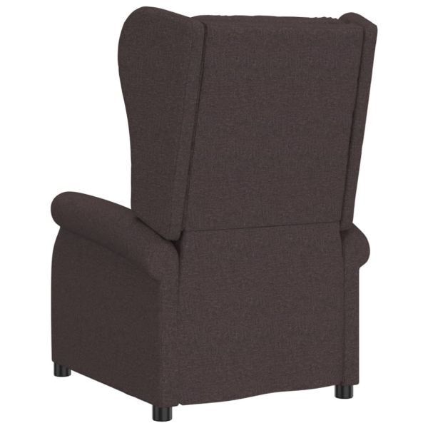 Wingback електрически реклайнер стол, тъмнокафяв, текстил