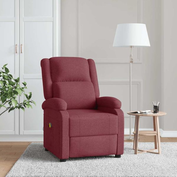 Wingback масажен стол, виненочервен, текстил
