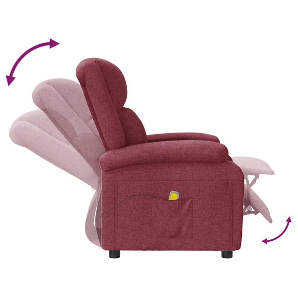 Wingback масажен стол, виненочервен, текстил
