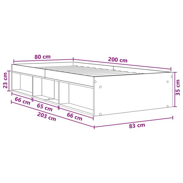 Леглово рамо с хранилище с рафт Черен дъб 80 x 200 cm