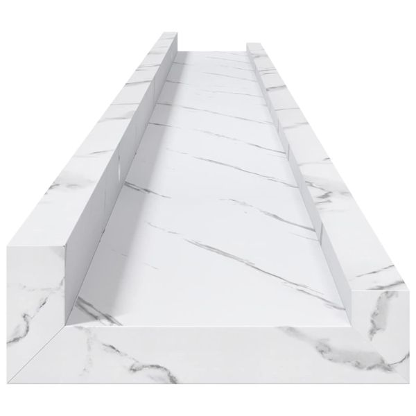 Стенен рафт Монтиране на стена 2 бр. Бял мрамор 100 x 9 x 3 cm