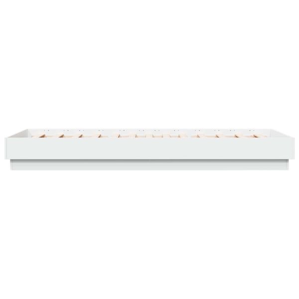 Легло с LED Бяло 80 x 200 cm Инженерна дървесина