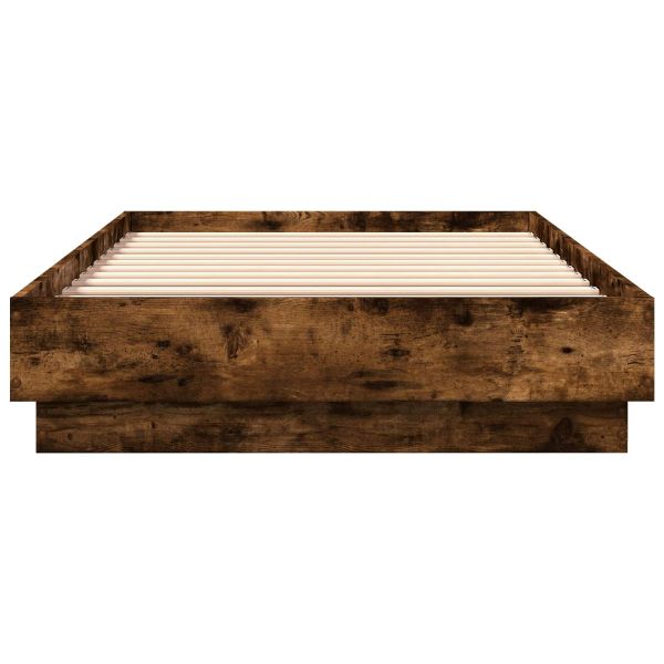 Легло с LED Опушен дъб 80 x 200 cm Инженерна дървесина