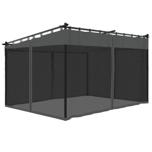 Беседка с мрежести стени, антрацит, 4x3 м, стомана