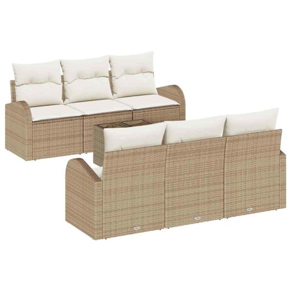 Градински Софа Комплект 7 бр. Бежово полиратан