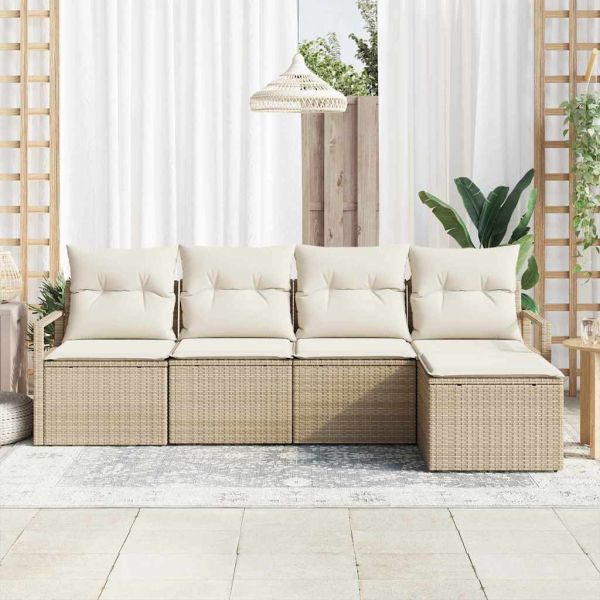 Комплект дивани 5 pcs Бежово полиратан