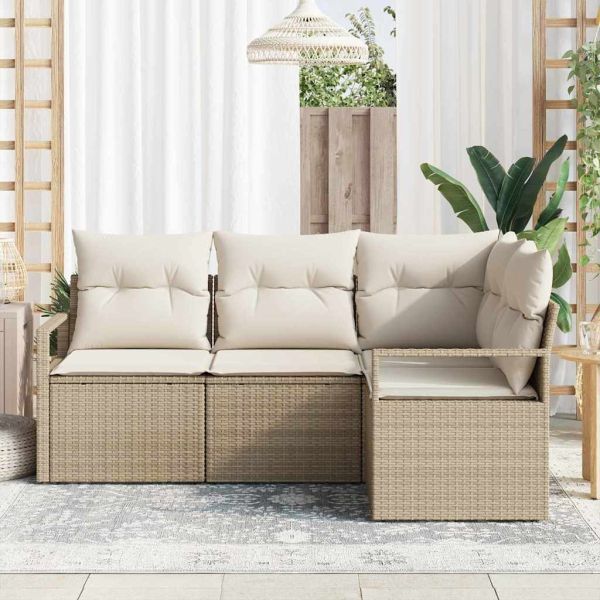 Комплект дивани 4 pcs Бежово полиратан