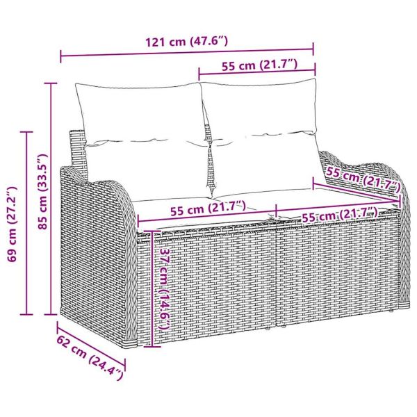 Градински Софа Комплект 6 бр. Бежово полиратан
