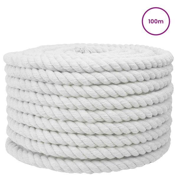 Памучен канап 20 mm 100 m Бяло 100% Памук
