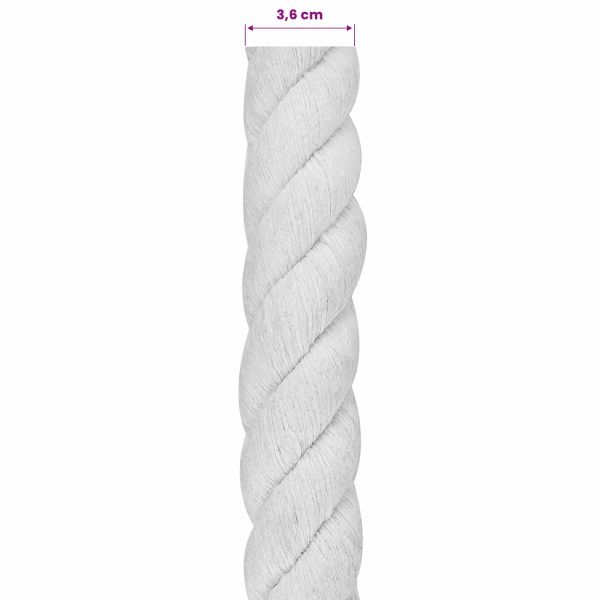 Памучен канап 36 mm 5 m Бяло 100% Памук