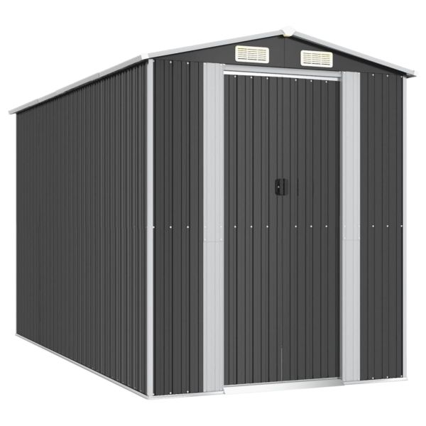 Градинска барака антрацит 192x357x223 см поцинкована стомана
