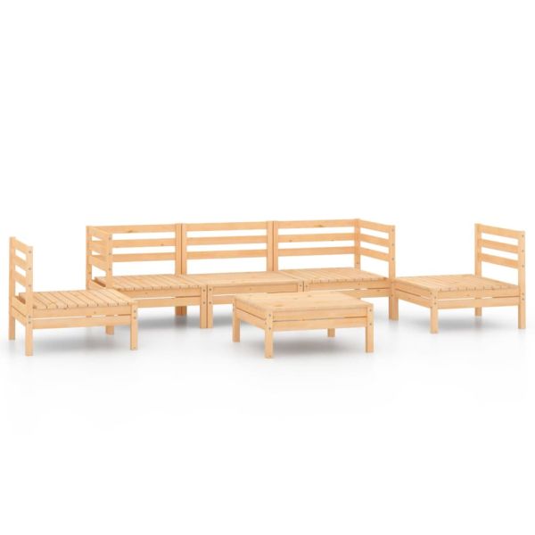 Градински лаундж комплект, 6 части, бор масив