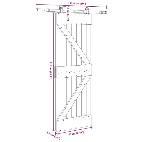 Преплъзваща се врата NARVIK 70 x 210 см (152,5 см)