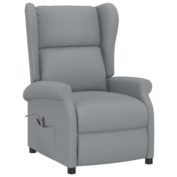 Wingback електрически реклайнер стол, светлосив, текстил
