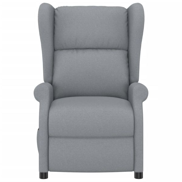 Wingback електрически реклайнер стол, светлосив, текстил