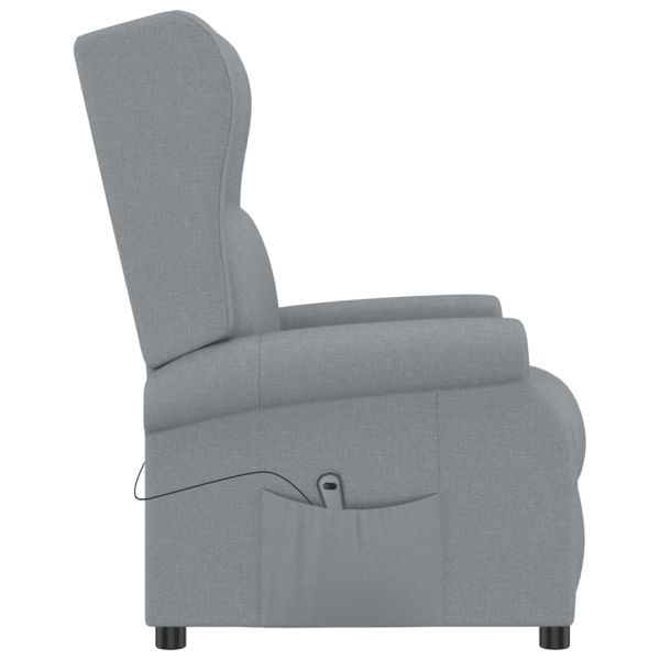 Wingback електрически реклайнер стол, светлосив, текстил