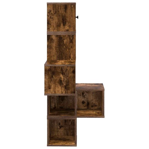 Стенен ъглов рафт Опушен дъб 48 x 48 x 120 см