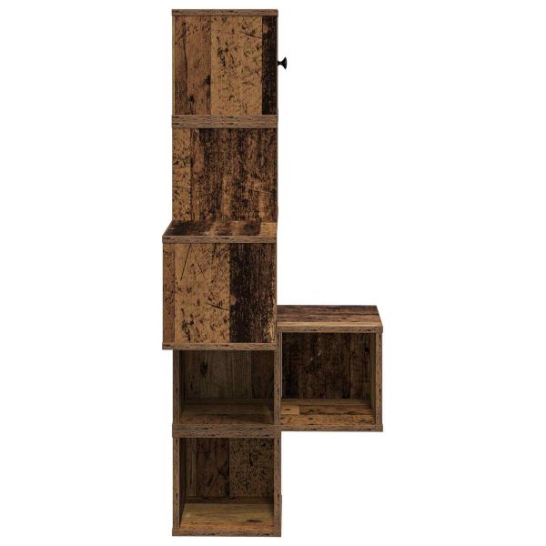 Стенен ъглов рафт Старо дърво 48 x 48 x 120 см