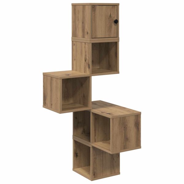 Стенен ъглов рафт Дъб артизан 48 x 48 x 120 см