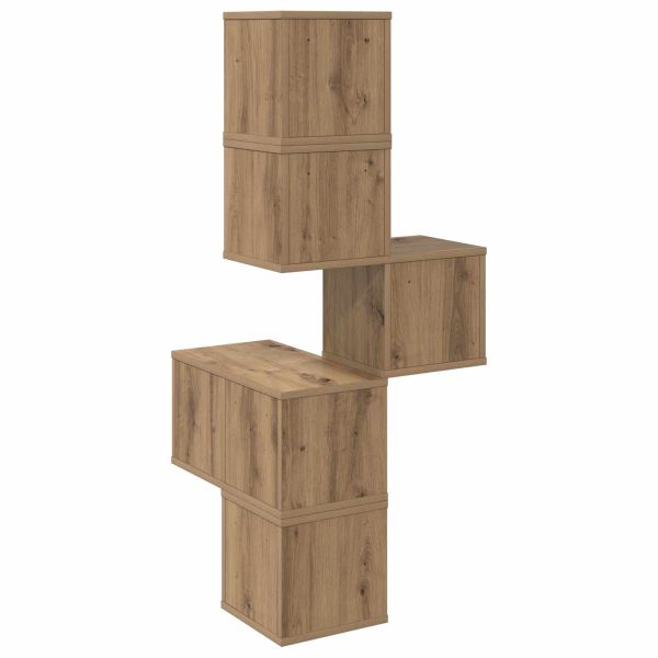Стенен ъглов рафт Дъб артизан 48 x 48 x 120 см