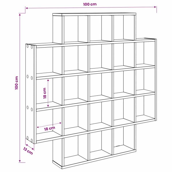 Стенен рафт Черен дъб 100 x 13 x 100 см Инженерна дървесина