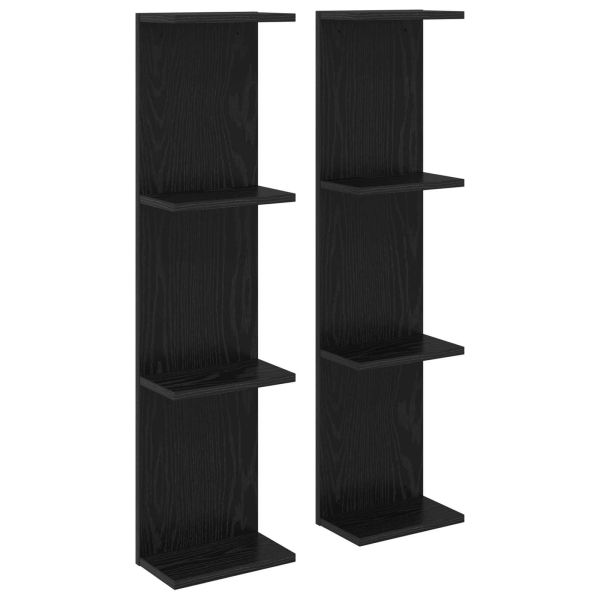 Стенен рафт 2 бр. Черен дъб 25 x 15 x 100 см