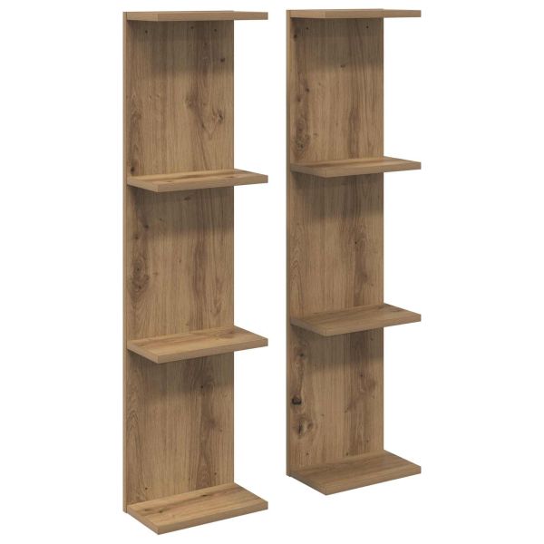 Стенен рафт 2 бр. Дъб артизан 25 x 15 x 100 см