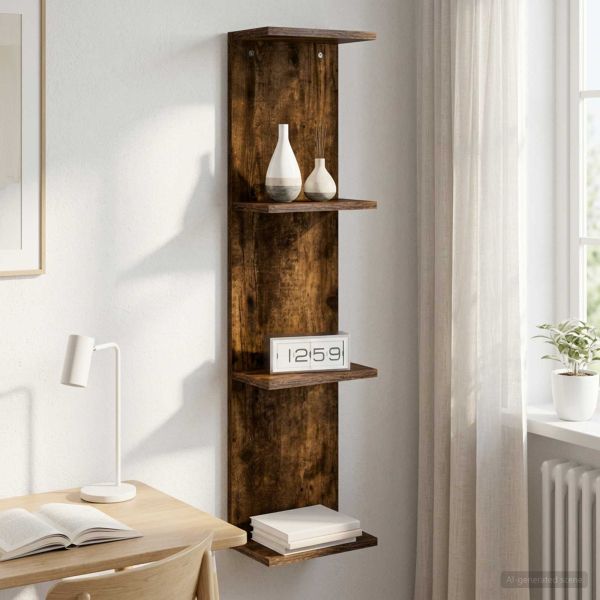 Стенен рафт Опушен дъб 22 x 15 x 100 см Инженерна дървесина