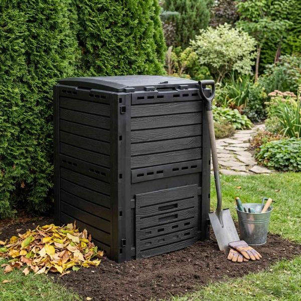 Градински компостер Черно 59,5 x 60 x 81,5 см 280 l 100% ПП