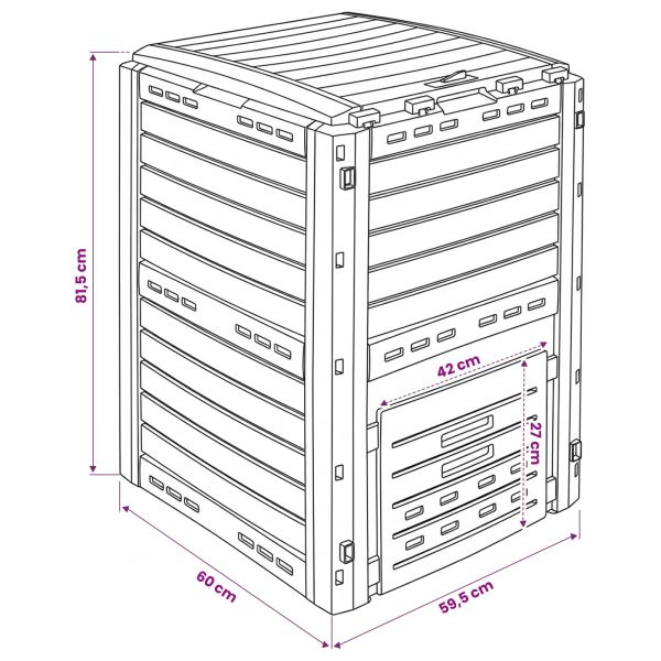 Градински компостер Черно 59,5 x 60 x 81,5 см 280 l 100% ПП