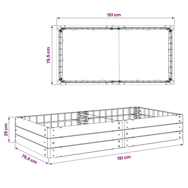 Повдигнато легло Черно 151 x 75,5 x 25 см ПП