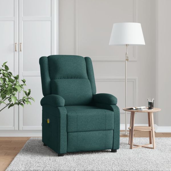 Wingback масажен стол, тъмнозелен, текстил