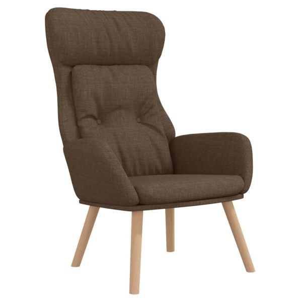 Релаксиращ стол с табуретка, кафява, текстил