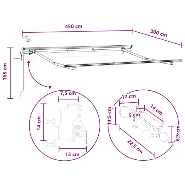 Прибираща се тента Пясък 450 × 300 cm Полиестер