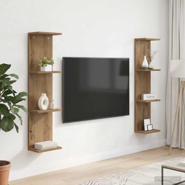 Стенен рафт 2 бр. Дъб артизан 25 x 15 x 100 см