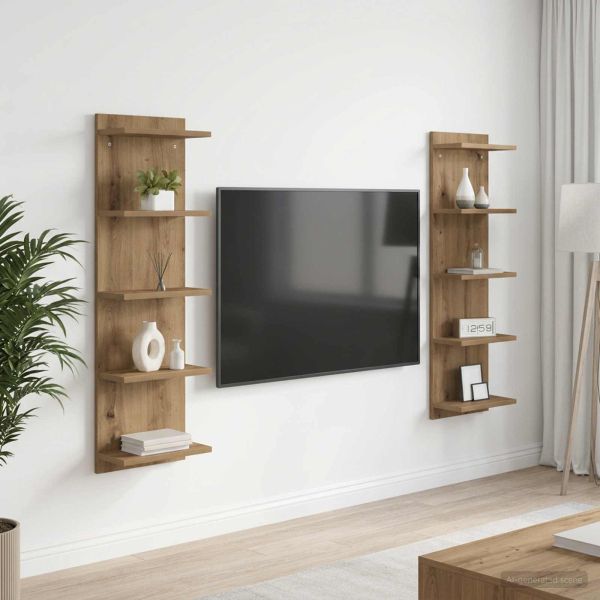 Стенен рафт 2 бр. Дъб артизан 30 x 15 x 100 см