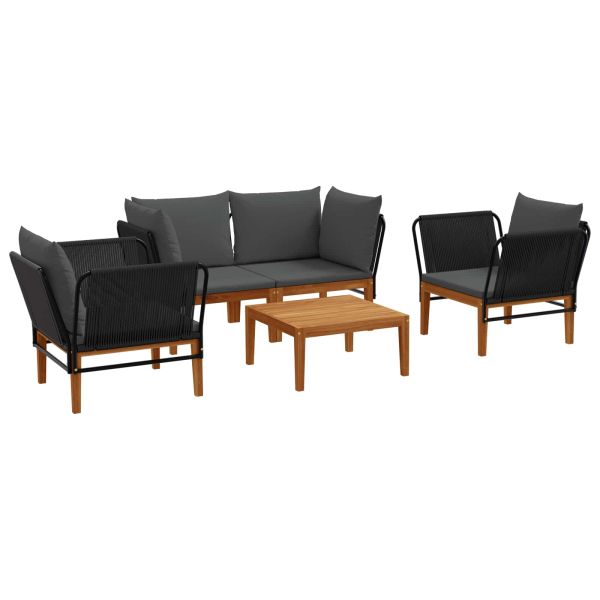 5 бр. Солидно акациево дърво и въже Натурално
